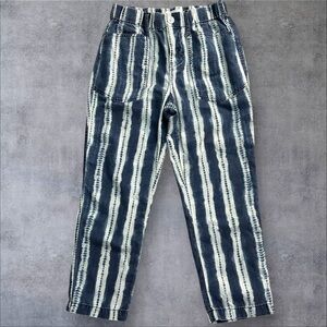 Anthropologie Victoire Blue White Tie Dye Stripe Cargo Pants